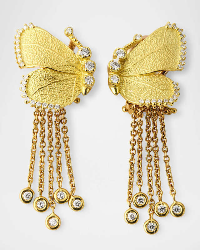 18K Yellow Gold Diamond Half-Wing Earrings